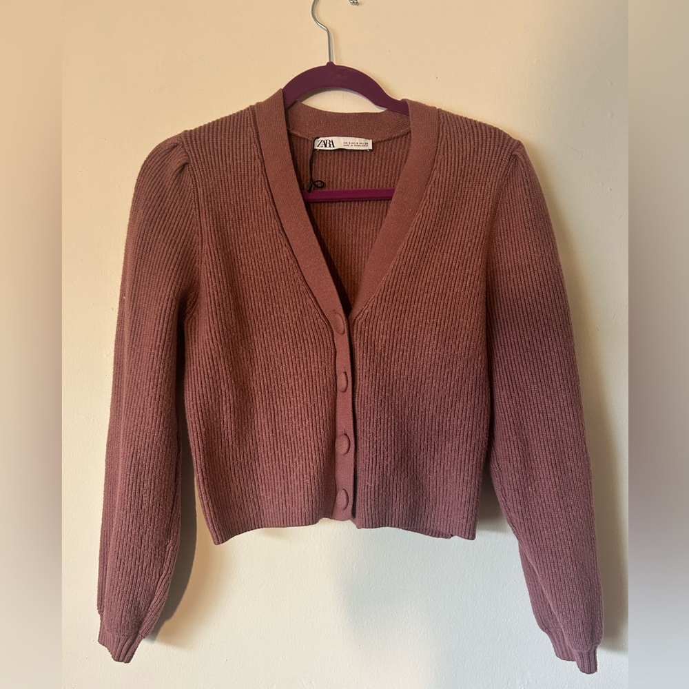 Zara Women's Mauve/Dusty Pink Cardigan Sweater